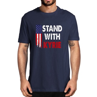 เสื้อยืดลําลอง ผ้าฝ้าย 100% แขนสั้น พิมพ์ลายกราฟฟิคธง Kyrie แฟชั่นฤดูร้อน สไตล์ฮาราจูกุ โอเวอร์ไซซ์ EU สําหรับผู้ชาย