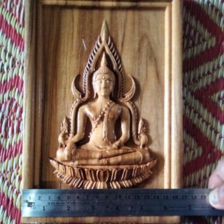 พระพุทธชินราชแกะจากไม้สักขนาดกว้าง16cmสูง25cm