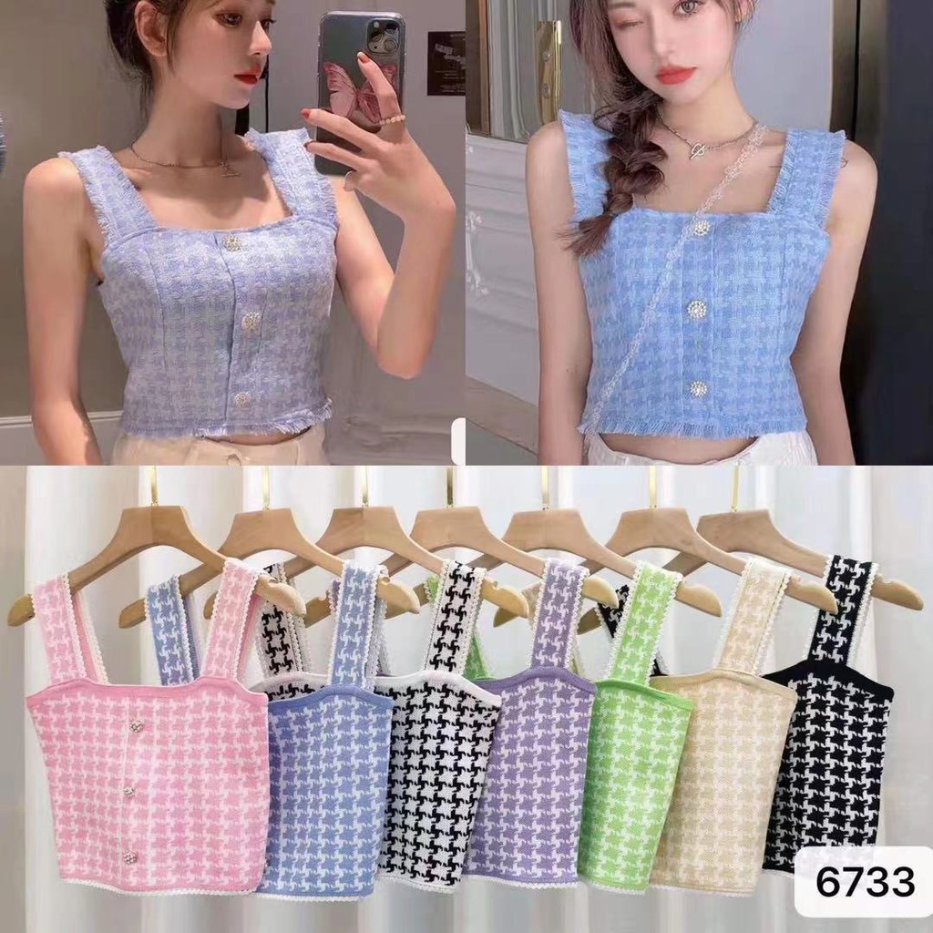 2021NEW💟พร้อมส่ง💟AL-CF-378 เสื้อกล้ามไหมพรม เสื้อครอปไหมพรม เอวลอยน่ารักเซ็กซี่