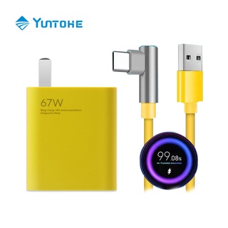 YUNTOHE หัวชาร์จ67W Redmi K40 สายชาร์จ 6A Type C Charger Turbo Super Fast Charge 67W USB TypeC realme