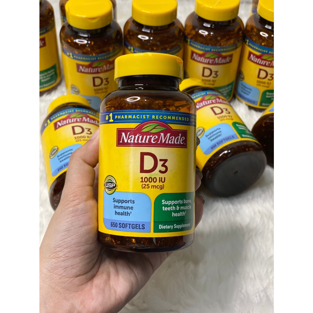 Nature made Vitamin D3 25 mcg (1000 IU)  650 เม็ด