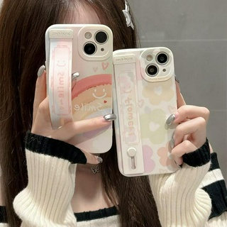 💕พร้อมส่ง💕iPhone 14 13 12 11 Pro Max เคส for เคสไอโฟน11น่ารัก สีขาวการ์ตูน บางเบาพกพาง่าย สายรัดข้อมือ Case