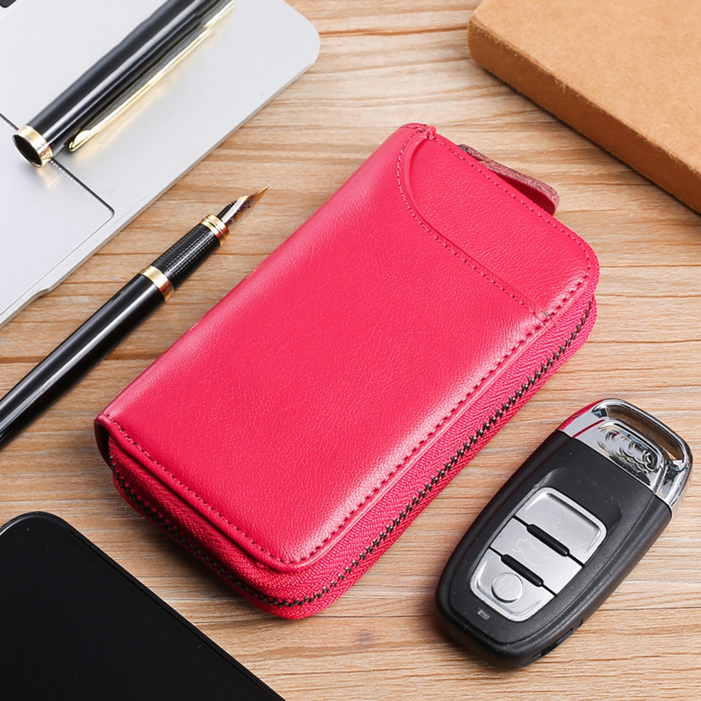 House Keeper Key Wallet Cow Leather Key Ring Credit Card Holder Large Capacity Unisex Key Bag
