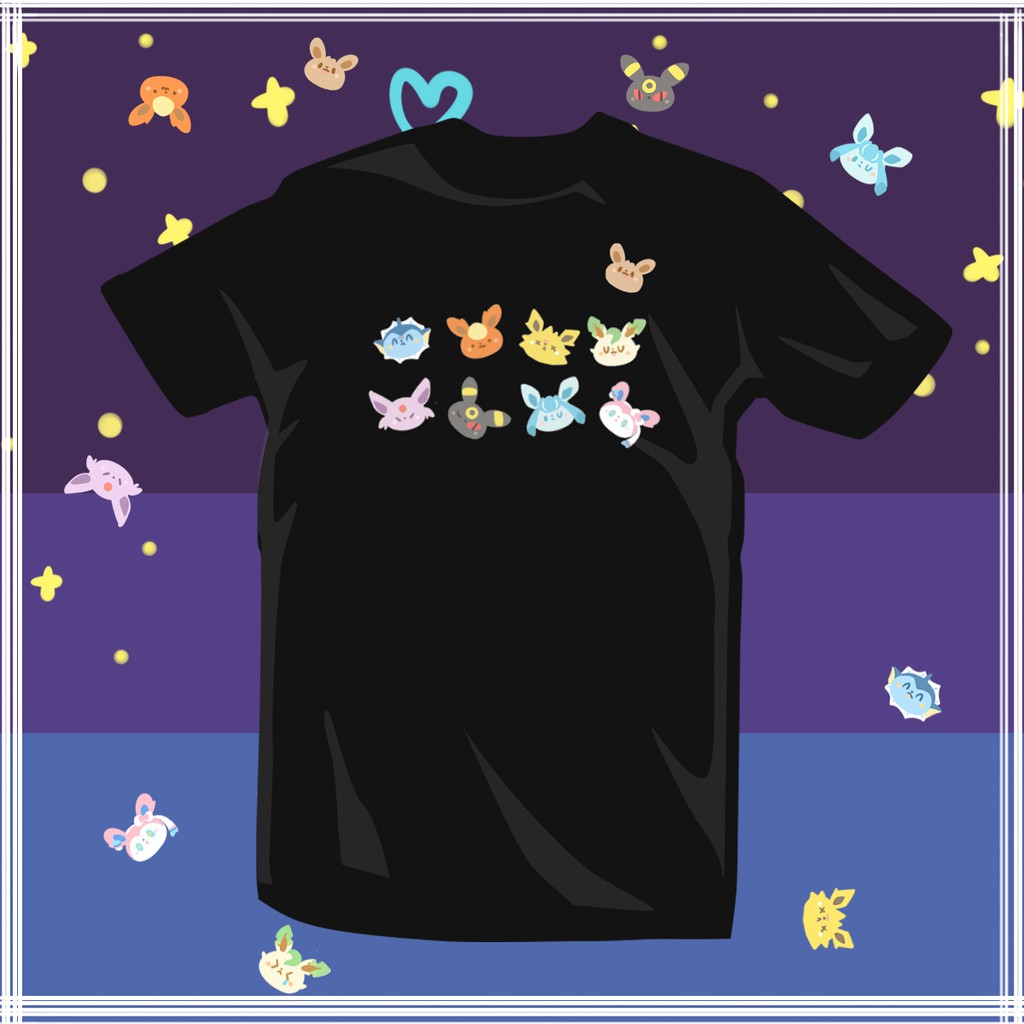 Pokemon Eevee Eevee Evolution เสื้อยืด Unisex เด็กผู้ใหญ่ Flareon Vaporeon Jolteon Espeon Umbreon Gl