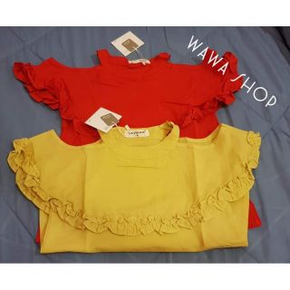 (((พร้อมส่ง))) เสื้อเด็กผู้หญิง เว้าไหล่ เหลือแต่สีขาวจ้า