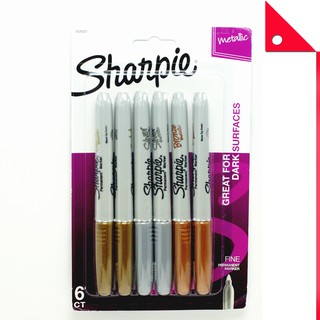 Sharpie : SHP1829201* ปากกาเมจิก Metallic Fine Point Permanent Marker, 6pk.