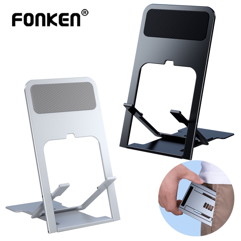 Fonken ที่วางโทรศัพท์ขี้เกียจ แบบพกพา ขาตั้งแท็บเล็ต ขาตั้งโลหะ พับได้ ขาตั้งโทรศัพท์มือถือ Abs แบบตั้งโต๊ะ
