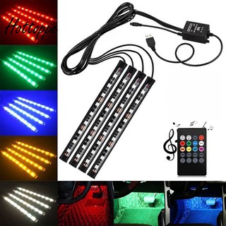 4 X DC 12v 9 LED RGB ไฟตกแต่งภายในรถยนต์