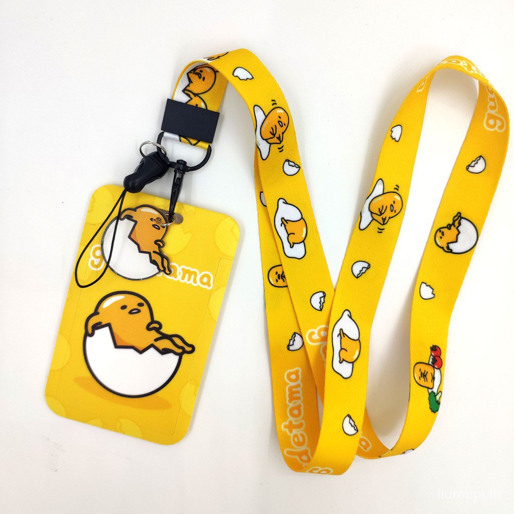 Sanrio Gudetama ซองใส่บัตร Card Holder With Lanyard สายคล้องบัตร Neck Strap ซองใส่บัตรพนักงาน Card Holder บัตรเครดิต Cute card holder lanyard kids personalised plastic korean Kawaii Japan โดราเอมอน