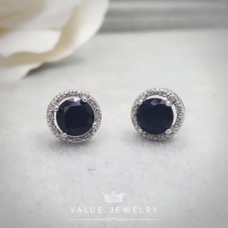 ER0130A ต่างหูแฟชั่นประดับเพชร CZ (White gold plated)