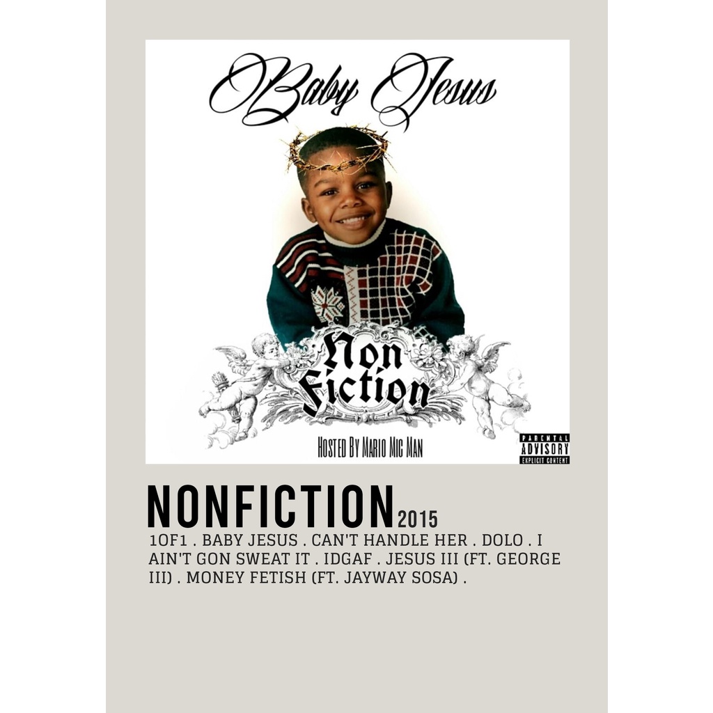 โปสเตอร์ปกอัลบั้ม NonFiction โดย DaBaby สําหรับห้อง/บาร์เบอร์ยิม