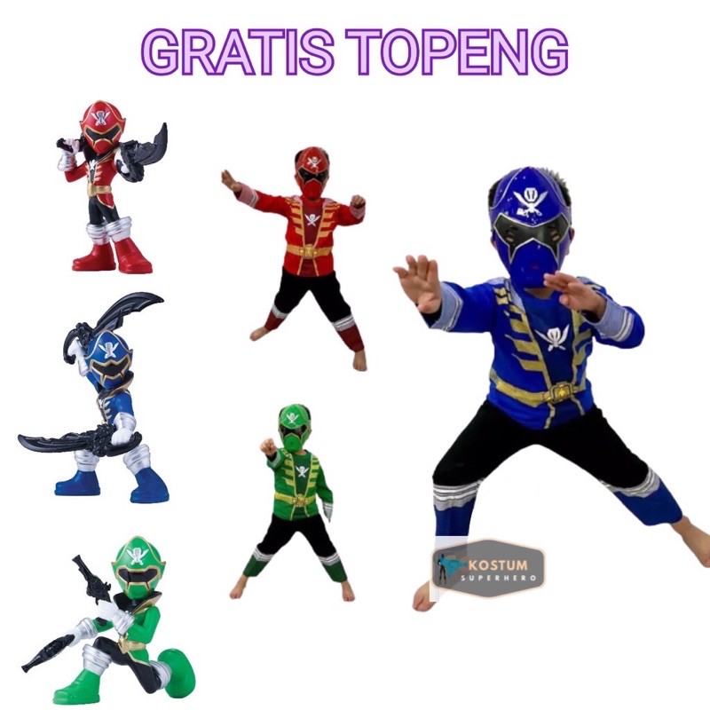 POWER RANGERS COSTUME POWER RENJERS CHILDRENS ชุดยาวพร้อมหน้ากาก