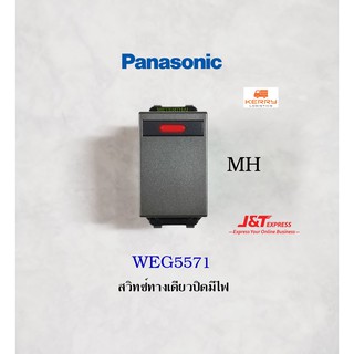 Panasonic WEG5571 สี MH สวิทซ์หิ่งห้อยทางเดียว แบบปิดมีไฟ Metallic Gray