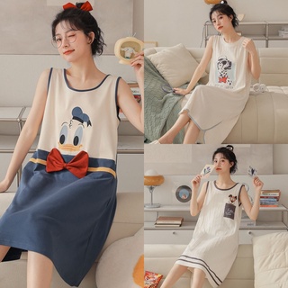 [พร้อมส่ง] ชุดนอน princess dress แขนกุด เดรส ชุดนอนกระโปรง แขนกุด ผ้าฝ้ายบริสุทธิ์ พิมพ์ลายการ์ตูน ทรงหลวม ขนาดใหญ่ เหมาะกับฤดูร้อน สําหรับเด็กผู้หญิง