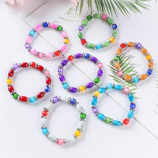 NEW! 6 colors！สร้อยข้อมือคริสตัลสีสันสดใส สร้อยข้อมือเครื่องประดับหวานขนาดเล็ก Fresh Creative Jewelry SJSL