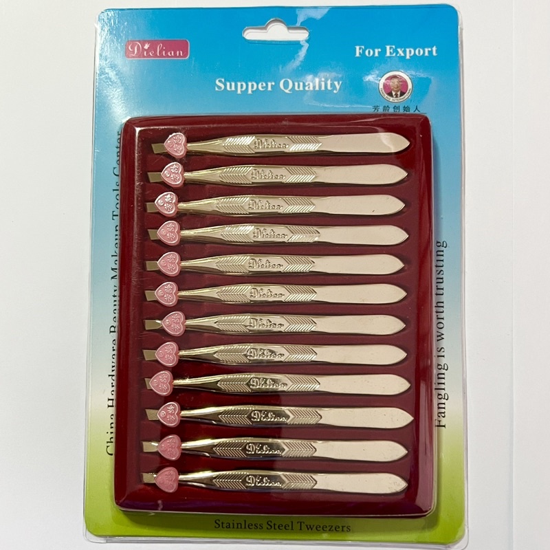 ‼️แหนบถอนขนสีทองแกรมๆ 1 แพ็ค (12ชิ้น)‼️ ลายหัวใจสีชมพูน่ารัก ขนาด 9 เซน เกรดดี ขายยกโหล