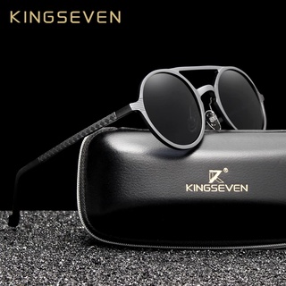 Kingseven 2022 แว่นตากันแดด ทรงกลม อลูมิเนียม โพลาไรซ์ สไตล์พังก์ วินเทจ เรโทร สําหรับผู้ชาย