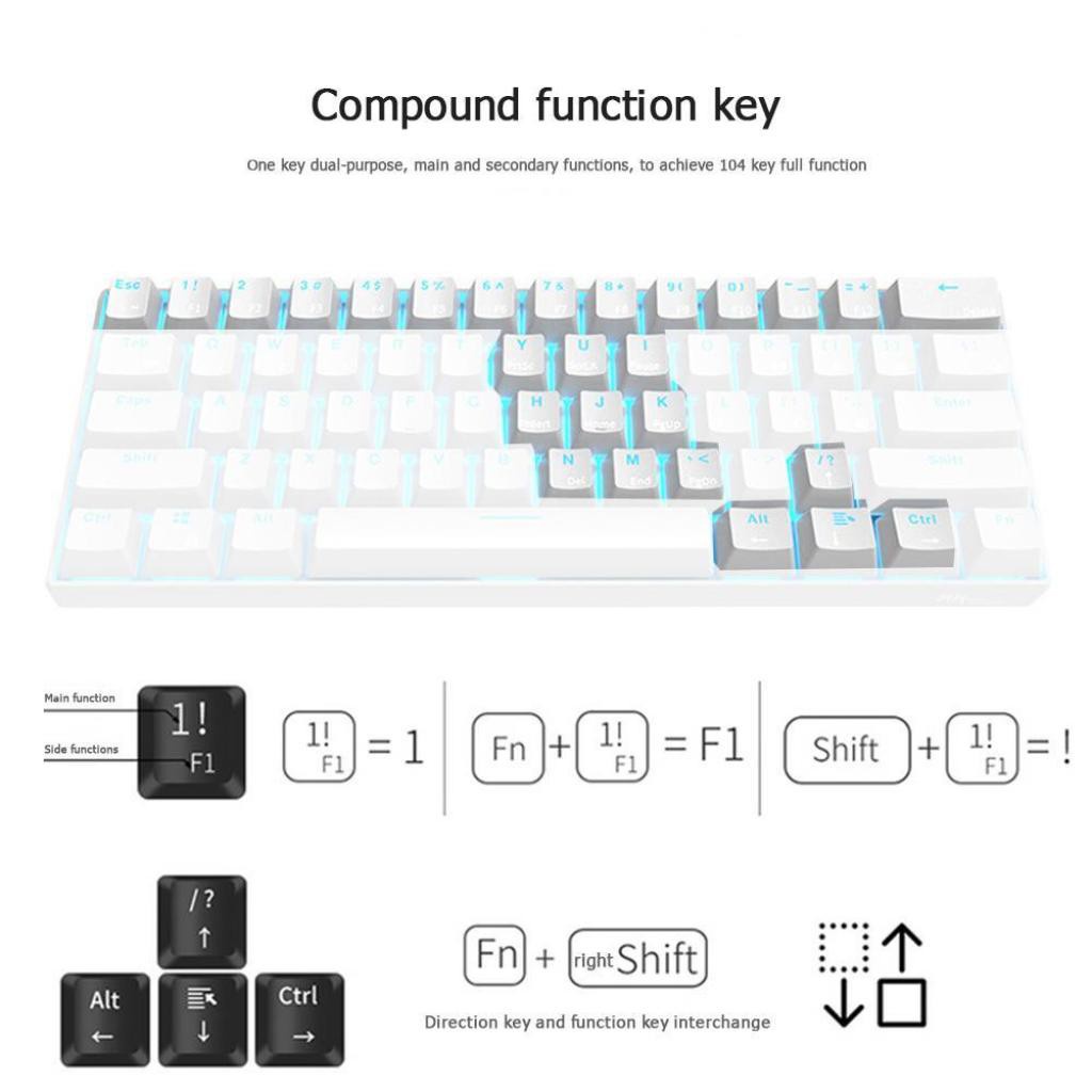 Rk61 Wireless Bluetooth WIRED Mechanical Backlight GAMING Office ...