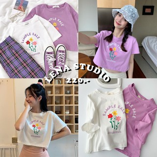 Lena Studio🌷พร้อมส่ง ♡ Flower Crop Top เสื้อครอปลายดอกไม้