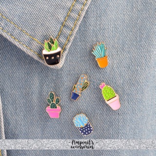 🇹🇭 พร้อมส่ง : 🌵 เข็มกลัดเซ็ทกระบองเพชร 6 ชิ้น | 6 Pieces Cactus Enamel Brooch Pin Set.