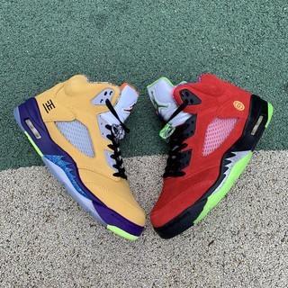 【พร้อมส่ง】 ขายดี Jordan 5 “What The” AJ5 รองเท้าผ้าใบลําลอง ดูดซับแรงกระแทก สีเหลือง แดง สําหรับผู้ชาย เหมาะกับการเล่นกีฬาบาสเก็ตบอล CZ5