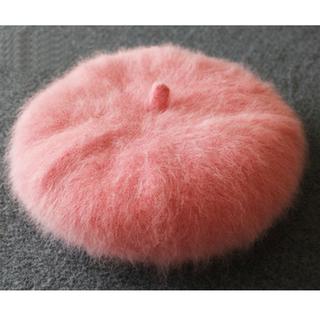 Fur beret beanie hat (pink)