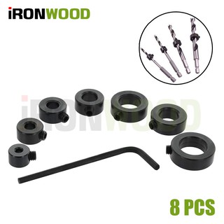 iRon Wood แหวนกำหนดความลึก ดอกสว่าน ขนาด 3-16 mm 8 ชิ้น