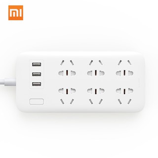 Xiaomi Mijia ปลั๊กพ่วง 6 ช่องเสียบปลั๊ก พร้อมช่องเสียบ USB 3 ช่อง ชาร์จเร็ว พลังงาน 250 โวลต์ สำหรับพกพาเดินทาง ใช้ที่บ้าน