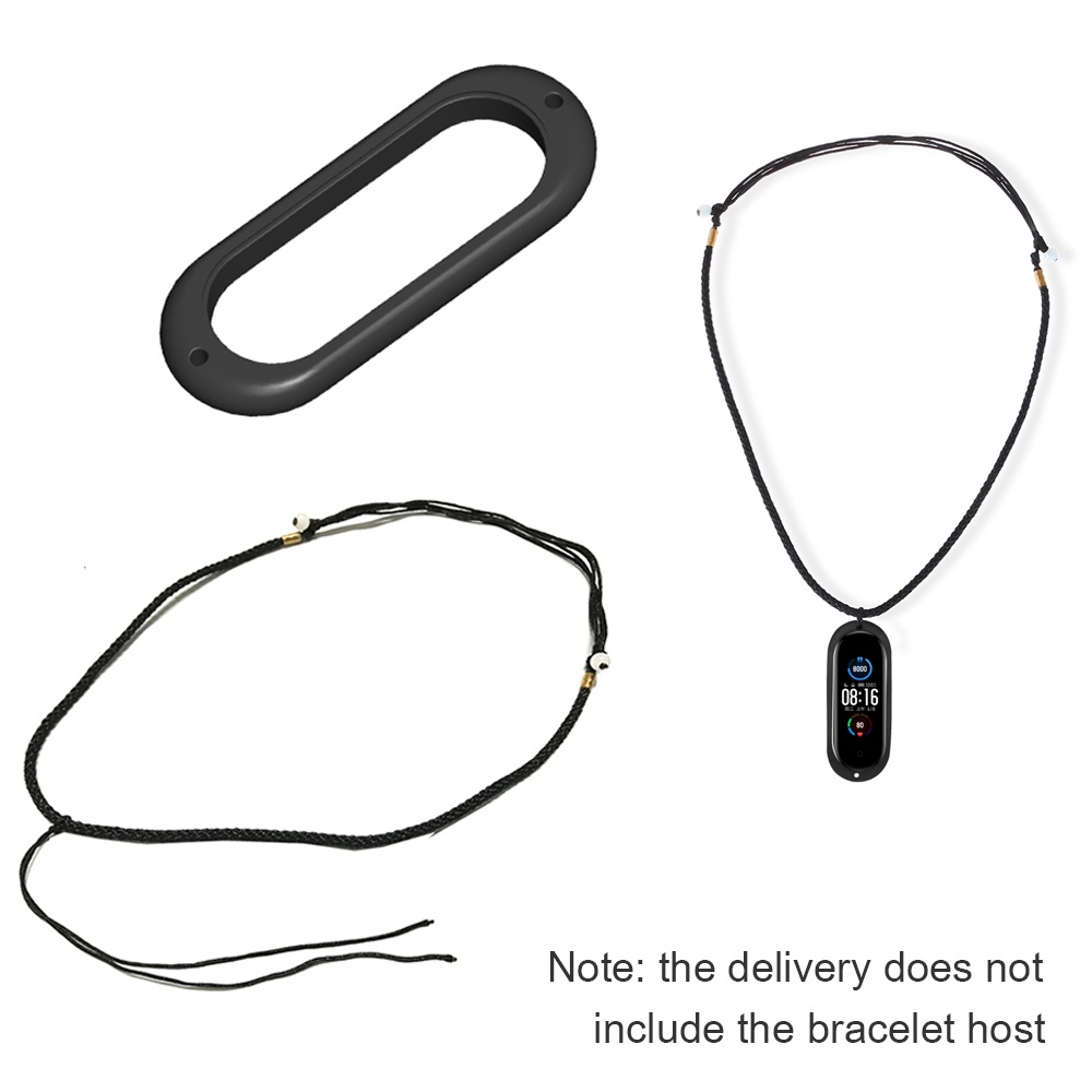 สําหรับ Xiao Mi Band 5 สร้อยคอถักพร้อมเคสซิลิโคนจี้ผู้ถือฝาครอบ