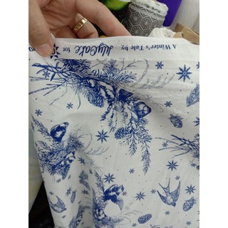 ผ้าคอตตอนพิมพ์ลาย ผ้าคอตตอน ผ้าเมตร Cotton 100%  ผ้างานฝีมือ DIY  ผ้าอเมริกา ลายนก clothwork เมตรละ180