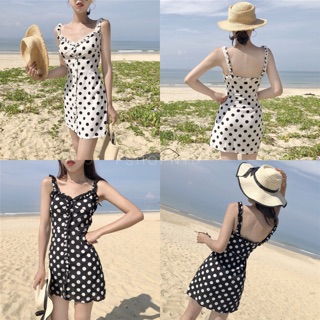 ลูกค้าใหม่ใช้โค้ดลด 80.- : NEWNTDA พร้อมส่ง Polka dot dress