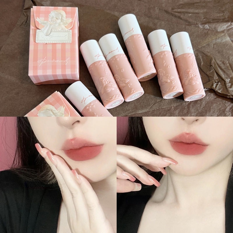 Herorange ลิปสติก ลิปกลอส เนื้อแมตต์กํามะหยี่ ลายนูน รูปนางฟ้าน้อย