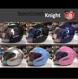 หมวกกันน๊อกSpace crown knight ดำเงา/ดำด้าน/เงิน/ฟ้า/ชมพู/น้ำเงิน **กระจกปรอท ไซส์ M 570มิลลิลิเมตร