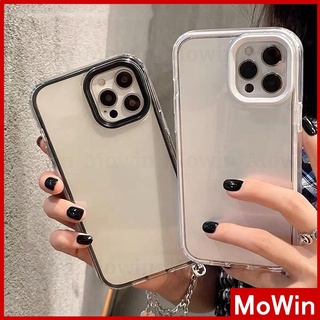 Mowin - เคสไอโฟน เคส iPhone 3 in 1 ซิลิโคนนุ่มเคสใสเคสแบบถอดได้กรอบอะคริลิป้องกันปกป้องหน้าจอกล้องกันกระแทกสีขาวกรอบสีดำขอบสี่เหลี่ยมสไตล์เรียบง่ายสำหรับ เข้ากันได้สำหรับ iPhone 13 Pro Max iPhone 12 Pro Max iPhone 11 Pro Max iPhone 7 Plus