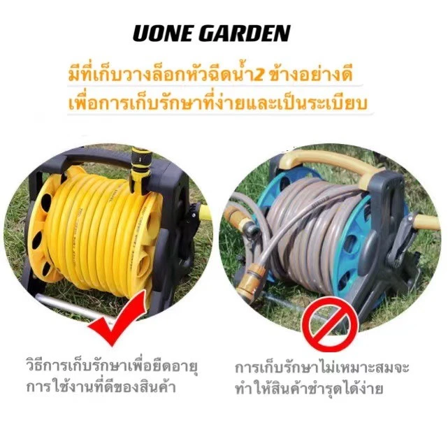 Uone Garden ชุดอุปกรณ์สายยางรดน้ำต้นไม้ พร้อมโรลเก็บสายปรับระดับน้ำได้10แบบสายยางมี20เมตรกับ10เมตร thumbnail 4