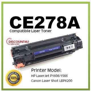 Discount4U ตลับหมึกเลเซอร์เทียบเท่า Toner รุ่น CE278A 278 78A 78 For HP LaserJet Pro P1560/P1566/P1600 /P1606dn/M1536dnf