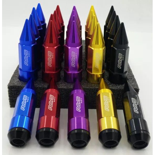 20 ชิ้น RAYS จัดแต่งทรงผมรถ Racing ล้อ Lug Nuts Spiked Hex หัวล้อสกรูเหล็ก Anti-Theft ล้อถั่วหมวก