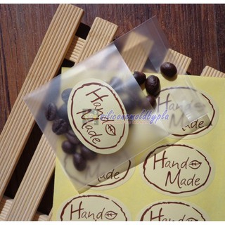 สติ๊กเกอร์ สติ๊กเกอร์ติดถุงขนมหรืออื่นๆ ลาย Hand made ทรงรีสีเหลือง 10 ดวง/แผ่น