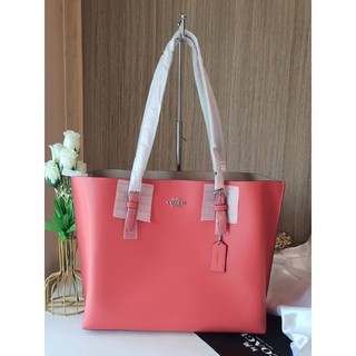 (ผ่อน0%) กระเป๋าสะพาย coach 1671 MOLLIE TOTE หนังแท้ ทั้งใบสวยมากค่ะ สีโอรส SV/TANGERINE TAUPE