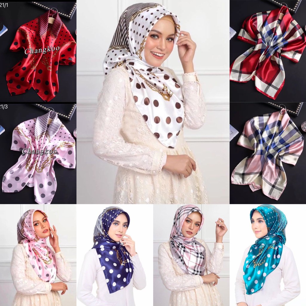 ผ้าพันคอผ้าซาติน คลุมไหล่ มัดอก ไหมซาติน ขนาด 90*90ซม ราคาสุดคุ้ม สินค้าพร้อมส่งในไทย