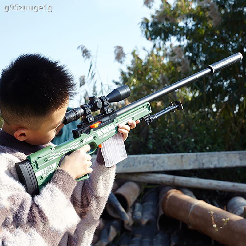 ✎┅awm soft bullet gun 98K ของเล่นเด็ก m4 sniper grab manual boy simulation can shoot pistol to eat chicken full setSoft