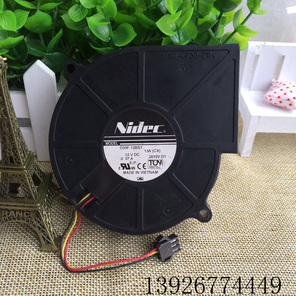 Nidec D09F-12BS1 13A 12V 0.37 A 9CM 9025 พัดลมระบายความร้อนโปรเจคเตอร์