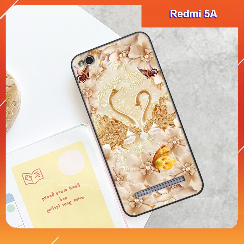 เคส Xiaomi REDMI 5A พร ้ อมดอกไม ้ , Swan, แฟชั ่ นที ่ สวยงาม - พรีเมี ่ ยม - หรูหรา