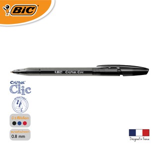 [Official Store]BIC บิ๊ก ปากกา Cristal Clic ปากกาลูกลื่น หมึกดำ หัวปากกา 0.8 mm.จำนวน 1 ด้าม