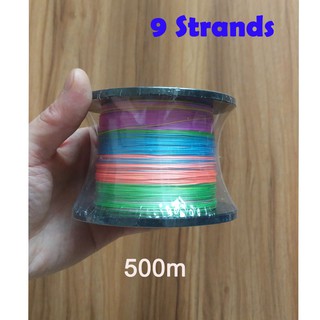 500 เมตร 9 เส้นถักสายการประมงล่อหล่อปั่น หล่อเหยื่อ PE สาน Dyneema หินล่อตกปลาจิ๊ก สาน pe สายการประมง ต่อสู้ เครื่องประ