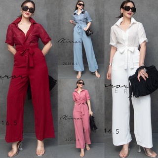 🔖ป้าย MirrorSister จั๊มสูท MuDAA EMBRoidi JUMPSUiT #20316.5 ชุดไปงาน กางเกง ขายาว แพทเทิร์น เรียบ หรู สวย เก๋ ชุดออกงาน