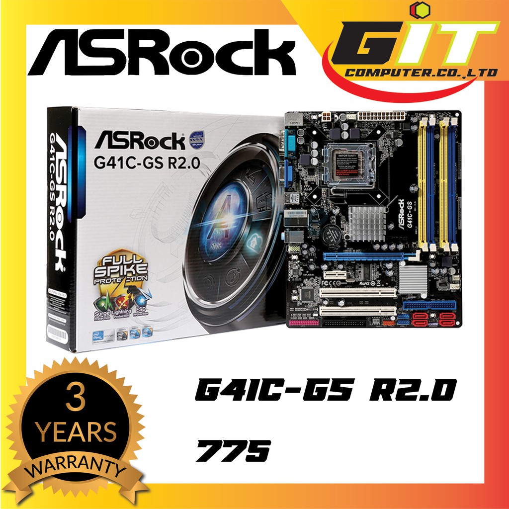 [ใช้โค้ด INCGRE15 ลด15%](775) ASROCK G41C-GS R2.0 รับประกันศูนย์ 3 ปี