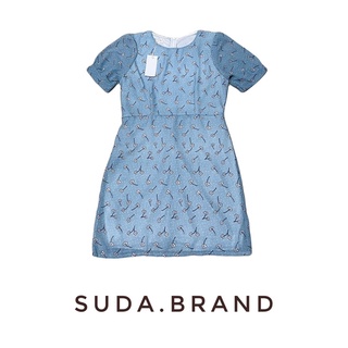 SUDA.BRAND - เดรสลายดอกไม้สีฟ้า