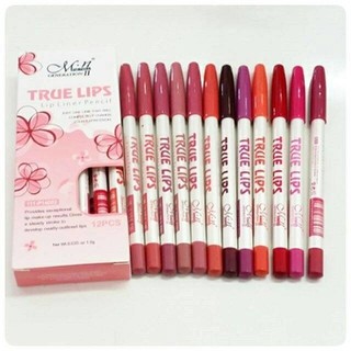 MENOW TRUE LIPS. - LIP LINER PENCIL. - ดินสอเขียนขอบปาก มีนาวทรูลิป - 1กล่องมี 12สี (ราคายกกล่อง)