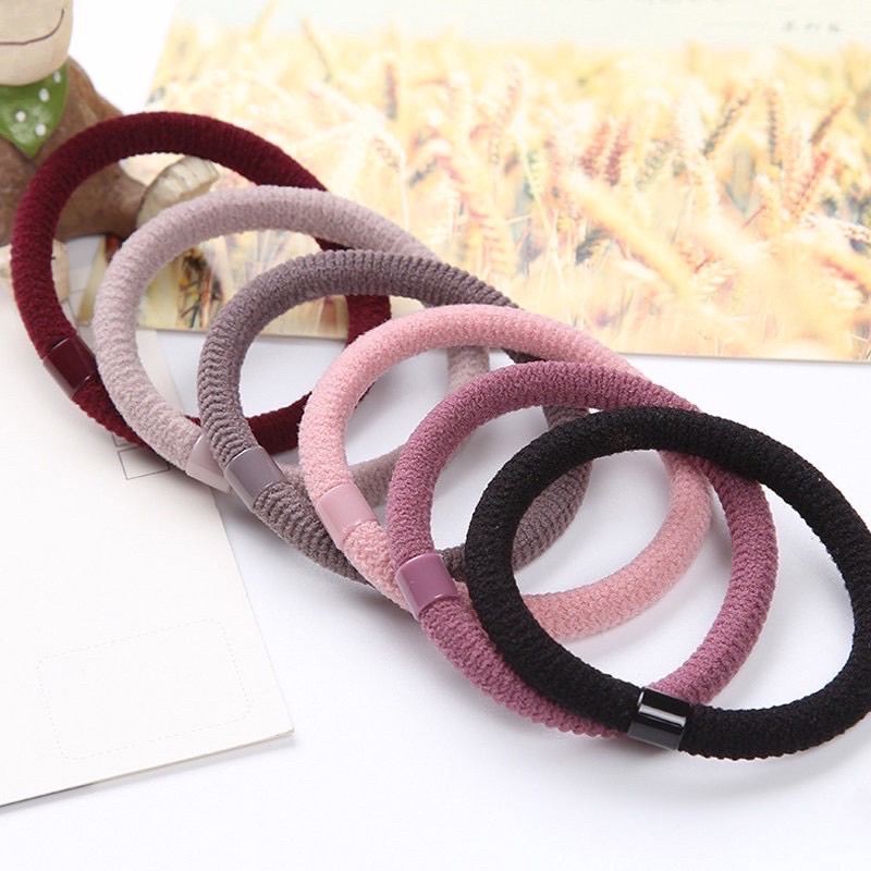 ยางรัดผมผ้าไนล่อน สีพื้น สไตล์เกาหลี สําหรับผู้หญิง